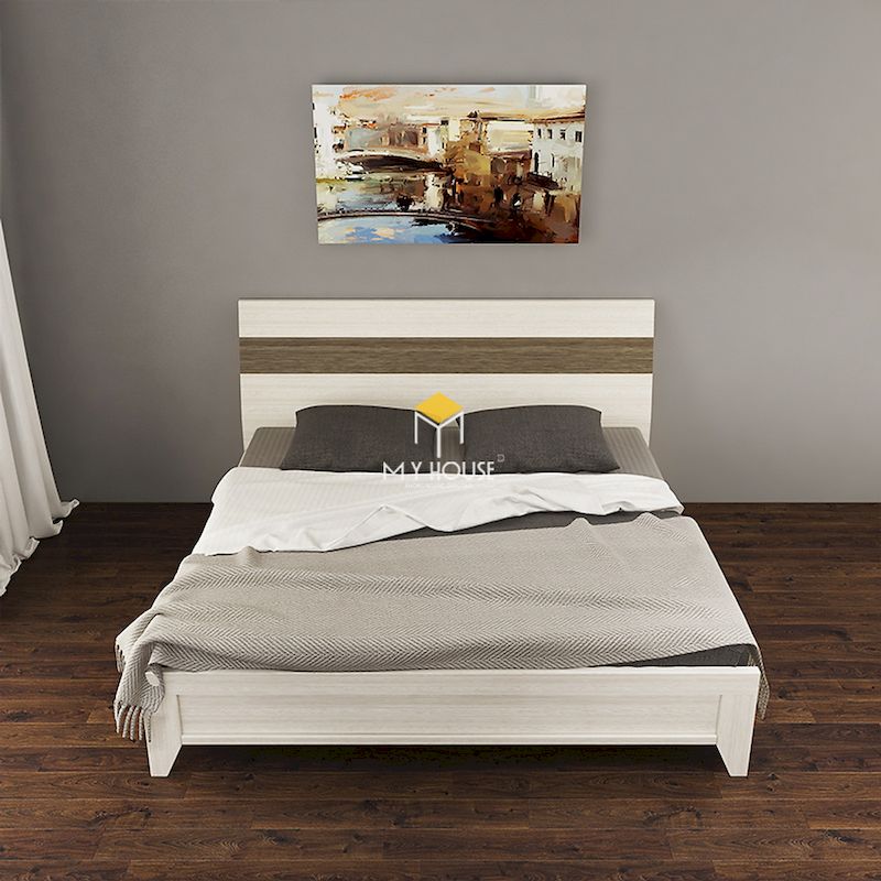 mẫu giường gỗ công nghiệp sơn trắng