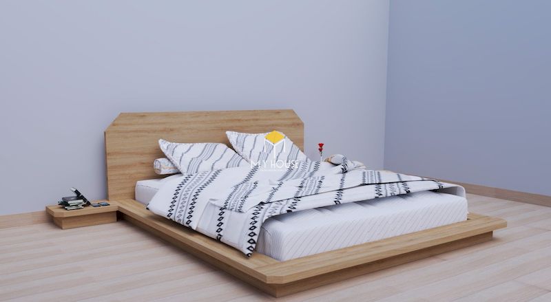 Mẫu giường gỗ công nghiệp có chân thấp