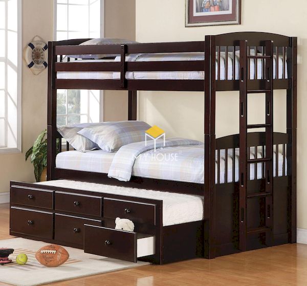 Mẫu giường tầng cho làm bằng gỗ tự nhiên, an toàn tuyệt đối cho trẻ