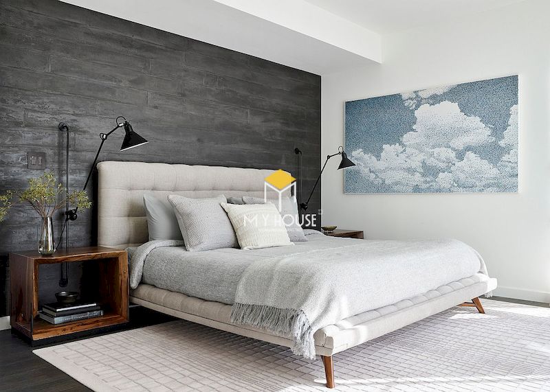 Hãy kết hợp gam màu xám với tone màu trắng, đen, hồng pastel để tạo ra không gian phòng ngủ trẻ trung hơn