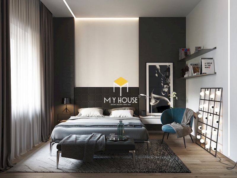 Thiết kế và trang trí phòng ngủ màu xám ấn tượng