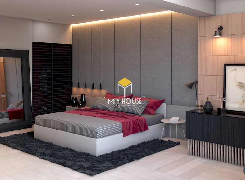 Phòng ngủ màu ghi xám đơn giản phong cách hiện đại
