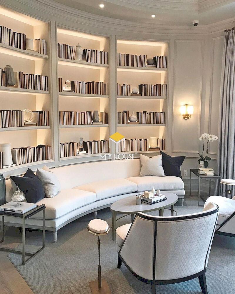 Phòng đọc sách, phòng sinh hoạt chung đẹp cho gia đình phong cách châu Âu