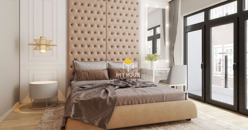 Phòng ngủ với giường ngủ phong cách châu Âu