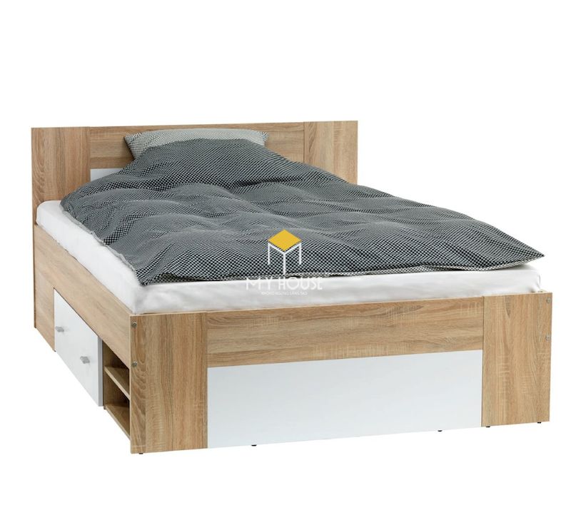 Thiết kế giường ngủ đơn gỗ công nghiệp 1m x 1.9m