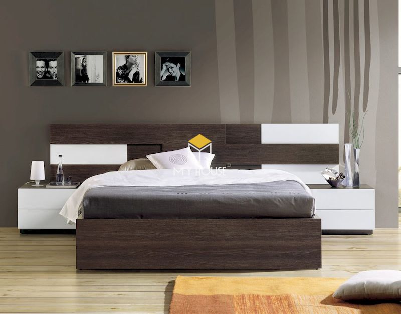 Mẫu giường gỗ công nghiệp đẹp phủ melamine