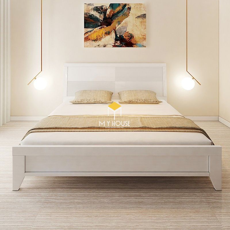 giường ngủ màu trắng gỗ MDF