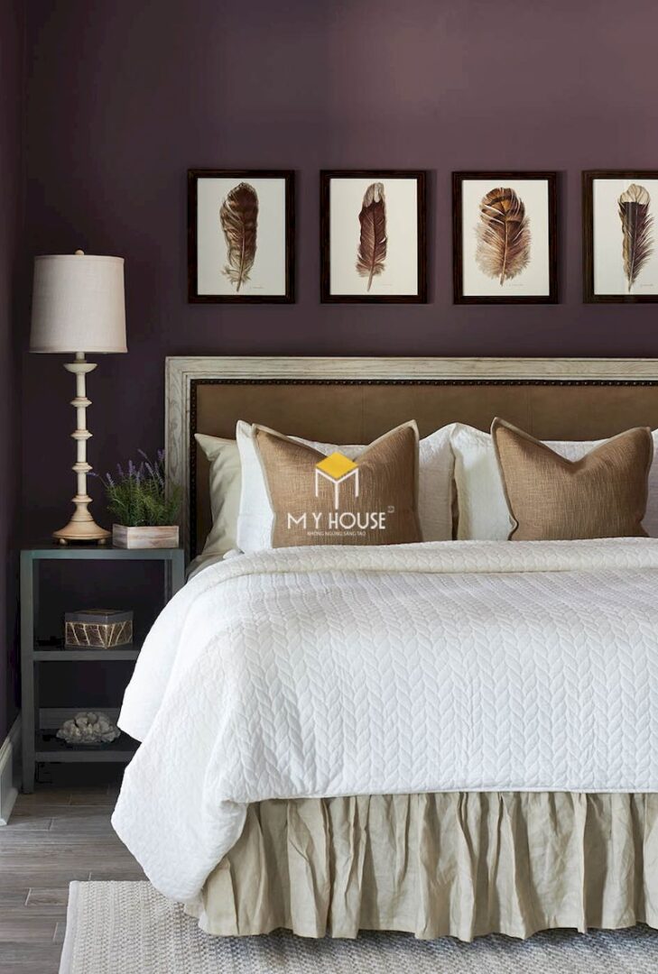 Phòng ngủ màu tím khoai môn - màu trung bình giữa màu tím đậm và tím nhạt
