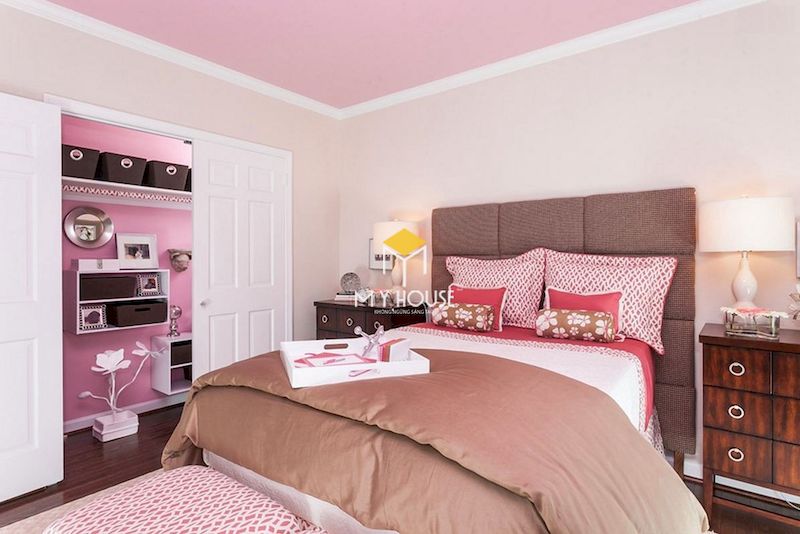 Nội thất phòng ngủ màu tím hồng cho bạn nữ