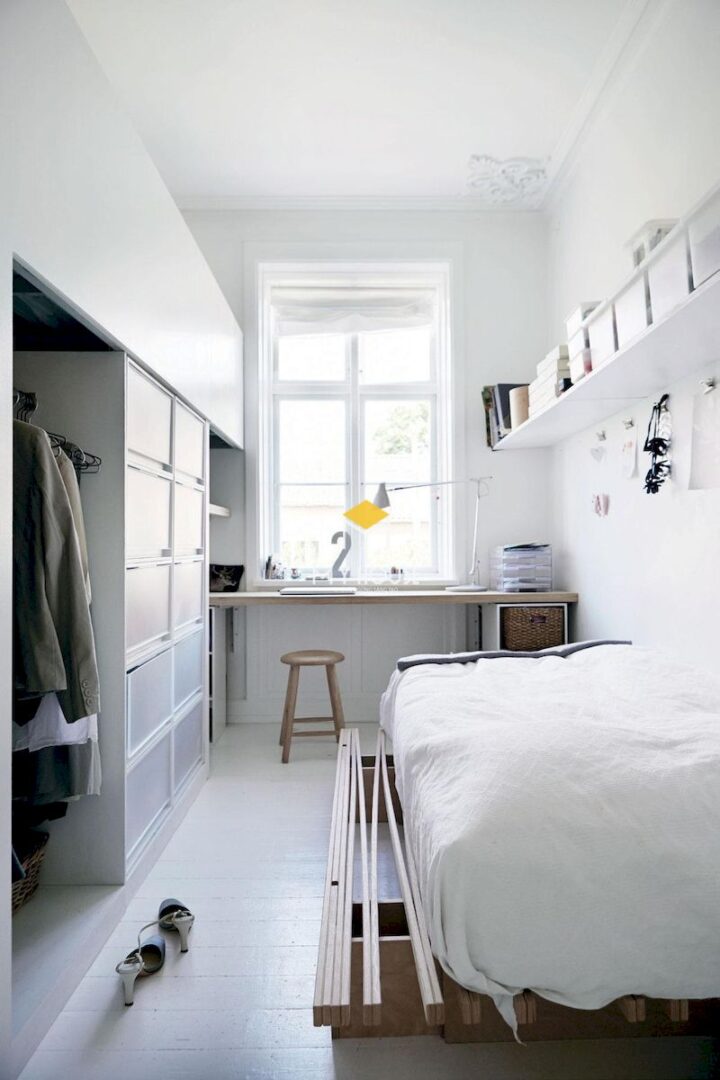 Phòng ngủ màu trắng phù hợp với mọi diện tích phòng ngủ