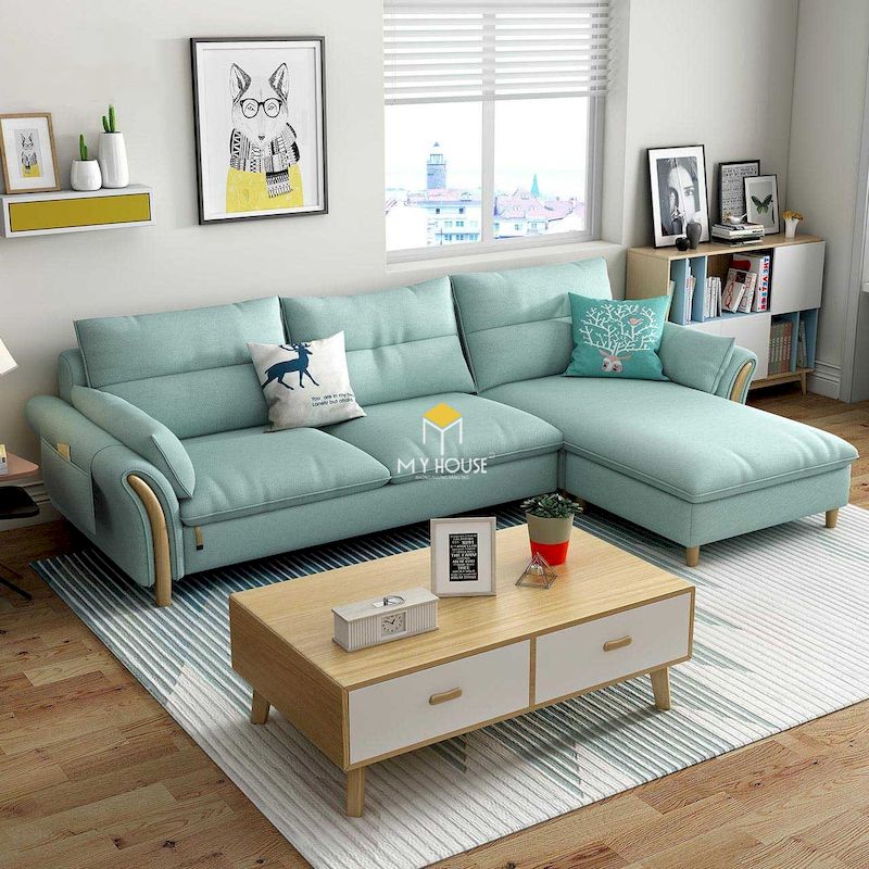 Thiết kế phòng khách chung cư nhỏ với sofa chữ L