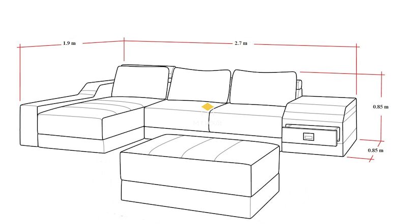 Kích thước sofa dài 2.7m