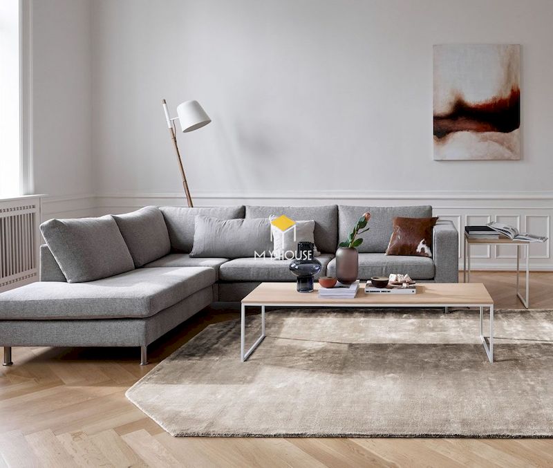 Mẫu sofa nỉ chữ L thiết kế đơn giản, hiện đại cho nhà đẹp