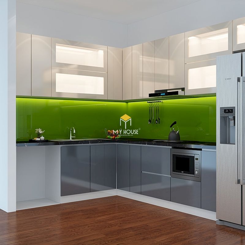 Thiết kế phòng bếp với tủ bếp acrylic hiện đại