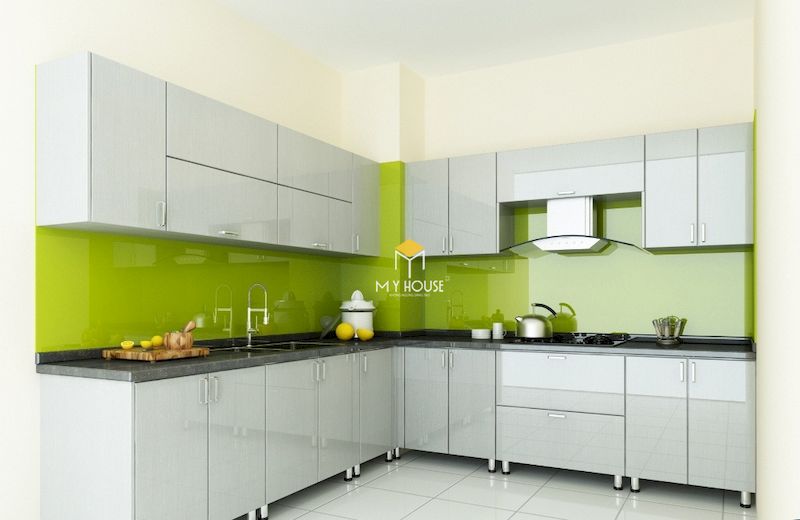 Tủ bếp picomat cánh phủ acrylic thiết kế đơn giản, hiện đại cho chung cư