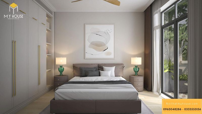 Thiết kế nội thất biệt thự song lập Vinhomes harmony - phòng ngủ hiện đại