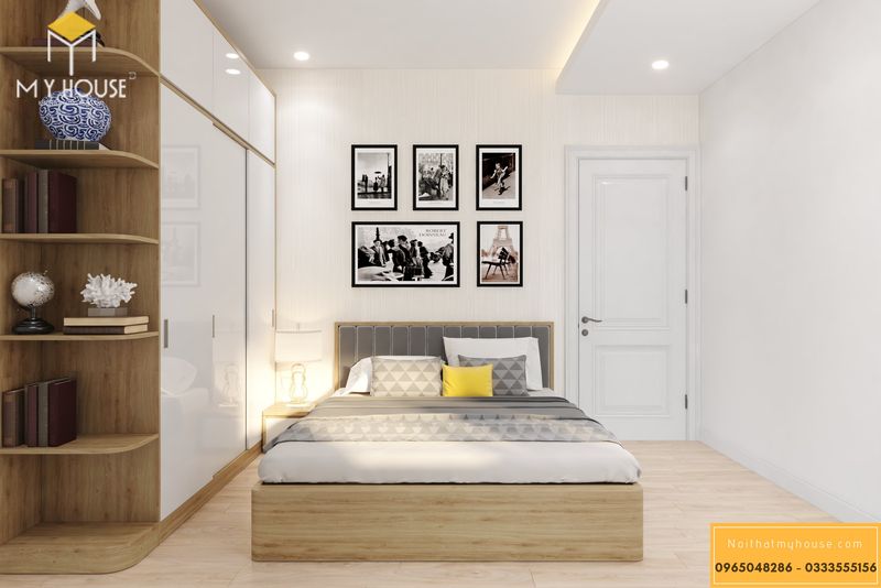 Thiết kế nội thất chung cư Sunshine Garden - Phòng ngủ gỗ công nghiệp 1