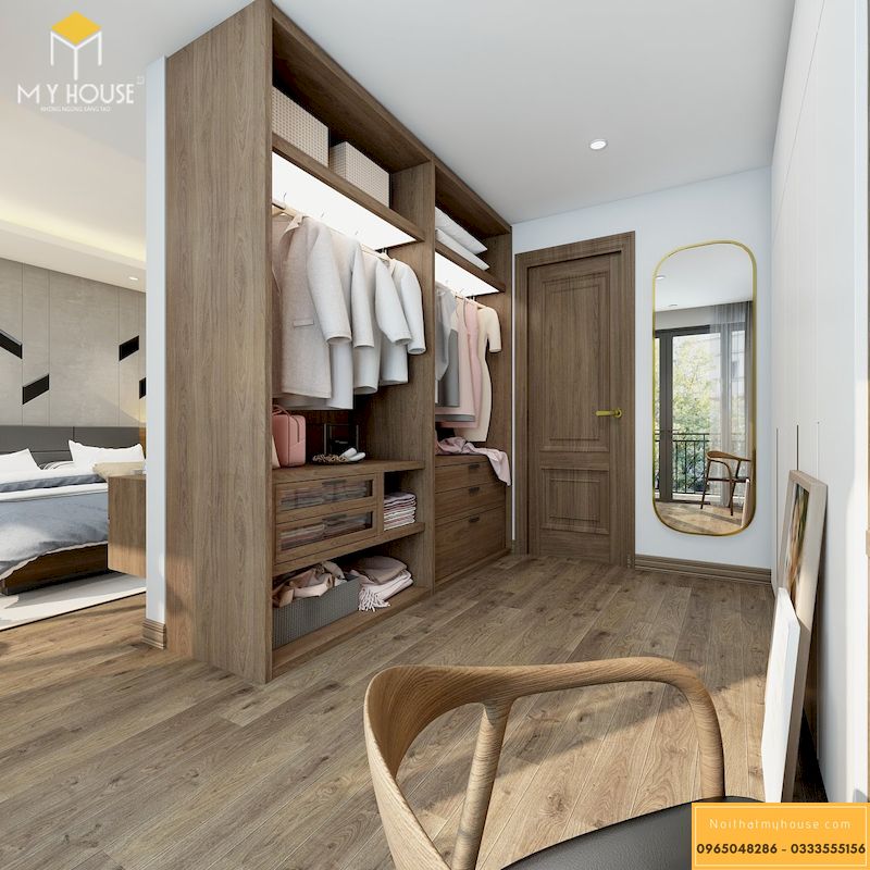 Thiết kế nội thất phân khu San Hô tại Vinhome Ocean Park - Phòng thay đồ phòng ngủ master