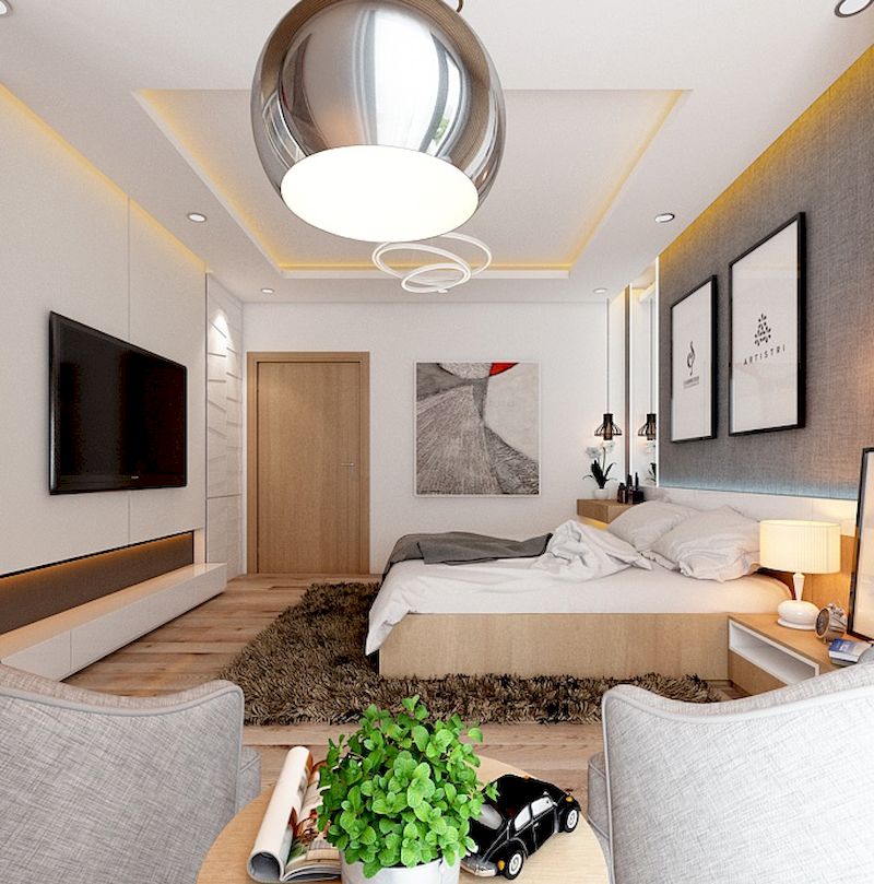 Thiết kế nội thất phân khu Sao Biển tại Vinhome Ocean Park - Phòng ngủ gỗ sồi