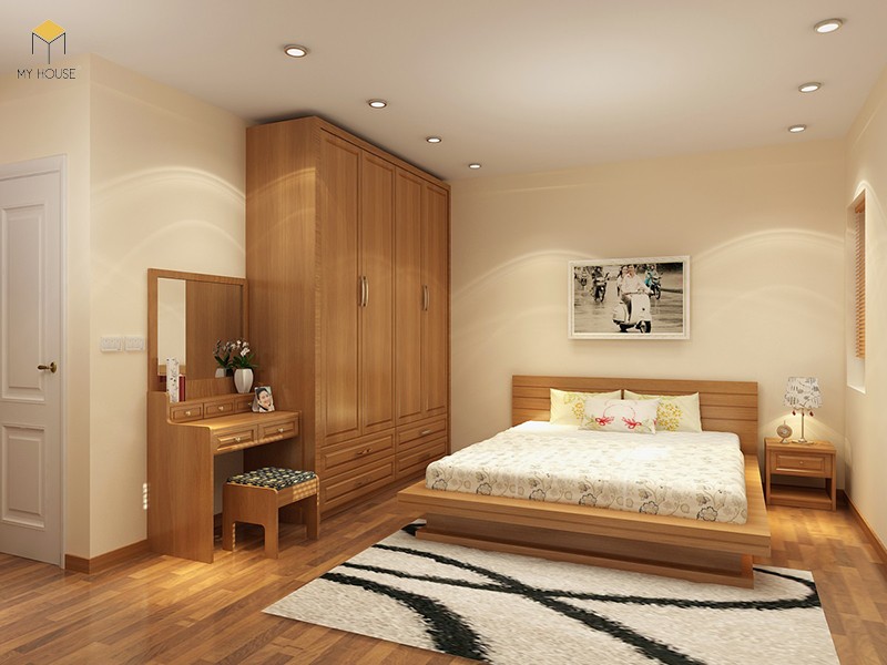 Phòng ngủ gỗ sồi đơn giản