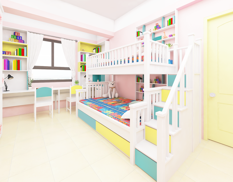 Trang trí màu sắc trong nội thất phòng ngủ trẻ em