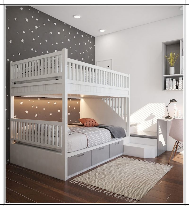 Mẫu giường tầng gỗ công nghiệp cho phòng ngủ trẻ em