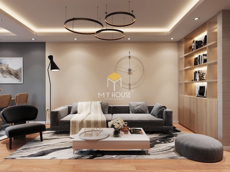 Thiết kế nội thất chung cư Times City 90m2 - bộ sofa phòng khách
