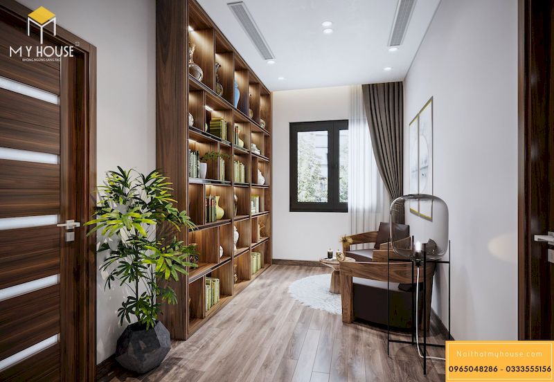 Thiết kế nội thất nhà liền kề Ecopark - Phòng đọc sách đơn giản 