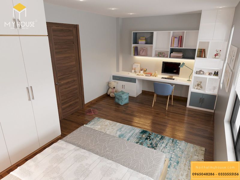 Thiết kế nội thất nhà liền kề Văn Khê- phòng ngủ gỗ công nghiệp