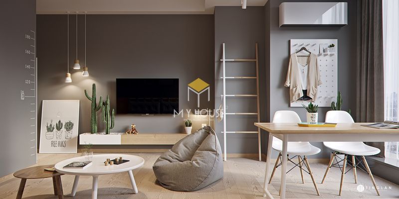 Thiết kế phòng khách chung cư nhỏ với phong cách tối giản