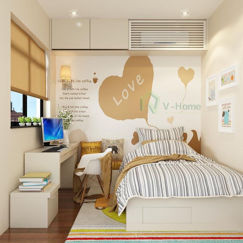 Thiết kế phòng ngủ nhỏ 6m2 đơn giản với nội thất gỗ công nghiệp