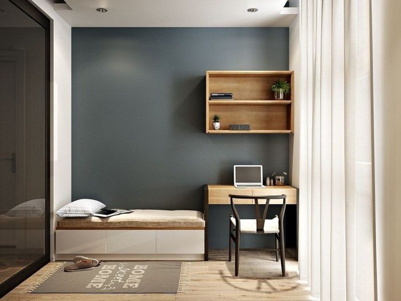 Mẫu thiết kế phòng ngủ nhỏ đẹp màu xám