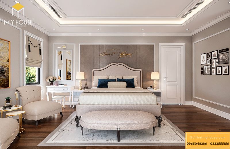 Phòng ngủ master biệt thự tân cổ điển phong cách châu Âu