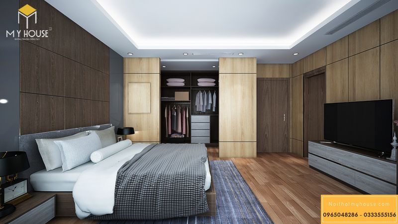 Bố trí nội thất phòng ngủ master phong cách hiện đại sang trọng