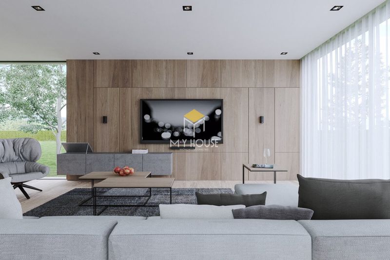 Thiết kế vách tivi phòng khách đẹp cho nhà không gian mở