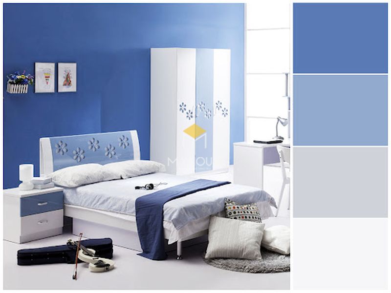 Phòng ngủ đẹp cho nữ màu xanh - mẫu 14