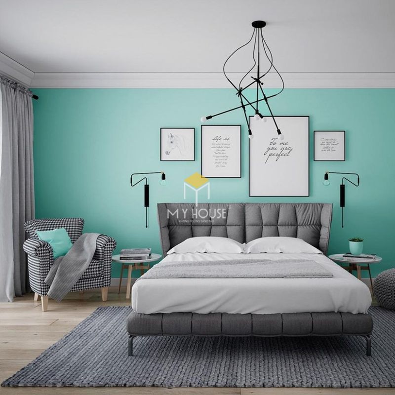 Phòng ngủ đẹp cho nữ màu xanh - mẫu 16