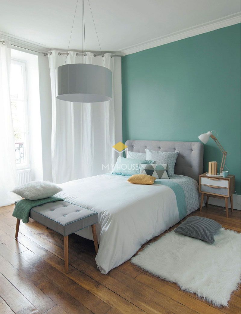 Phòng ngủ đẹp cho nữ màu xanh - mẫu 13