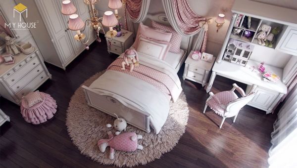 Phòng ngủ tân cổ điển màu hồng mẫu số 01