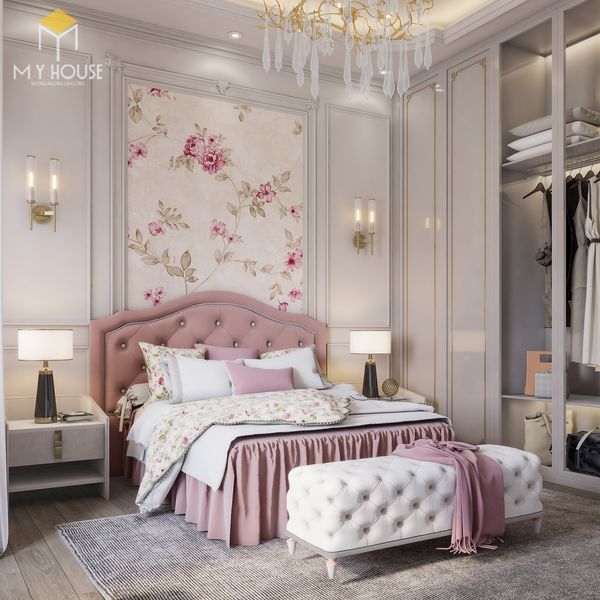Phòng ngủ tân cổ điển màu hồng 09