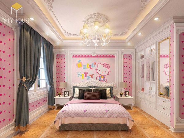 Phòng ngủ tân cổ điển màu hồng 13