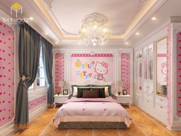 Phòng ngủ tân cổ điển màu hồng 06