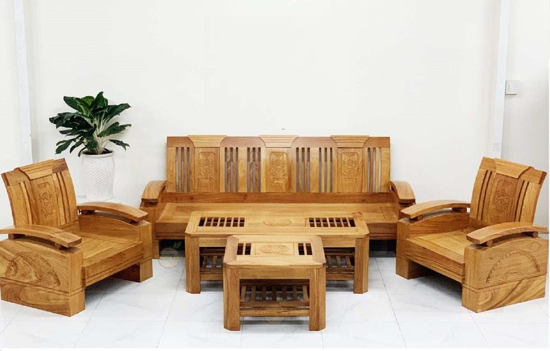 Bộ ghế Sofa gỗ gõ đỏ hiện đại - 02