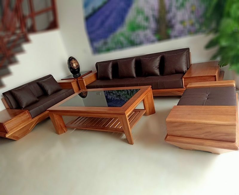 Bộ ghế Sofa gỗ gõ đỏ hiện đại - 08