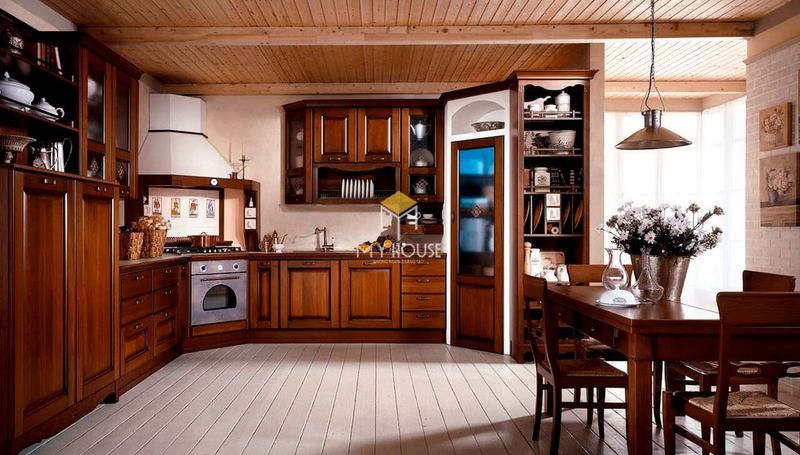 Tủ bếp gỗ tự nhiên loại nào tốt - Mẫu tủ bếp 02