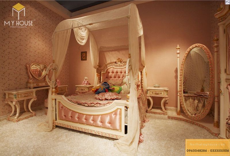 Mẫu giường ngủ công chúa phong cách châu Âu - Mẫu 24