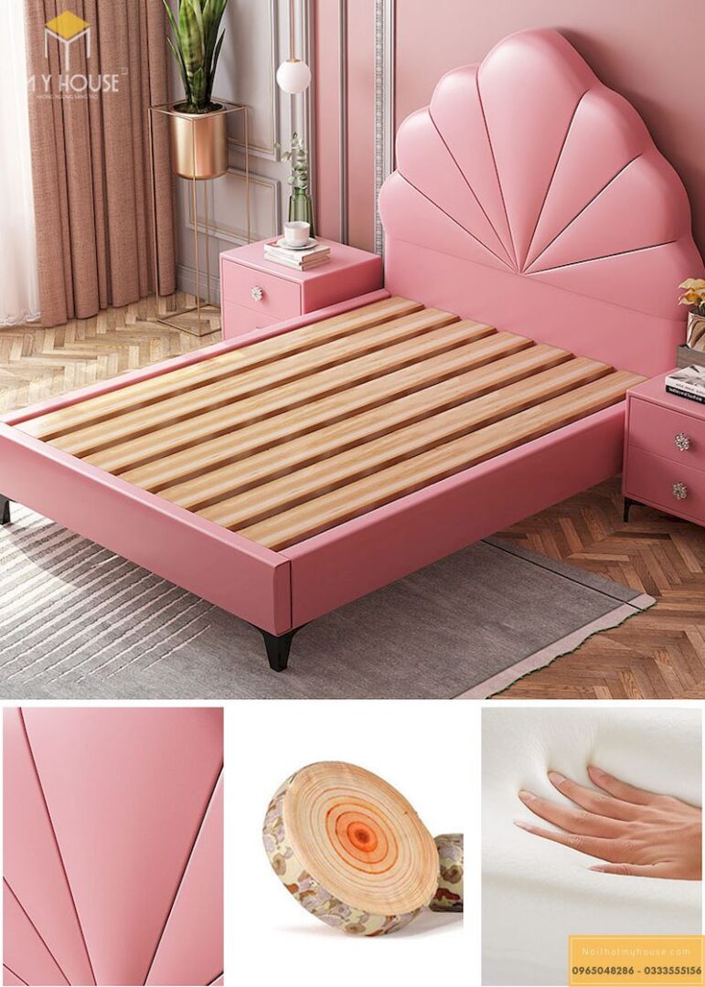 Mẫu giường ngủ công chúa màu hồng - Mẫu 10