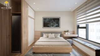 Phòng ngủ gỗ sồi sáng mịn