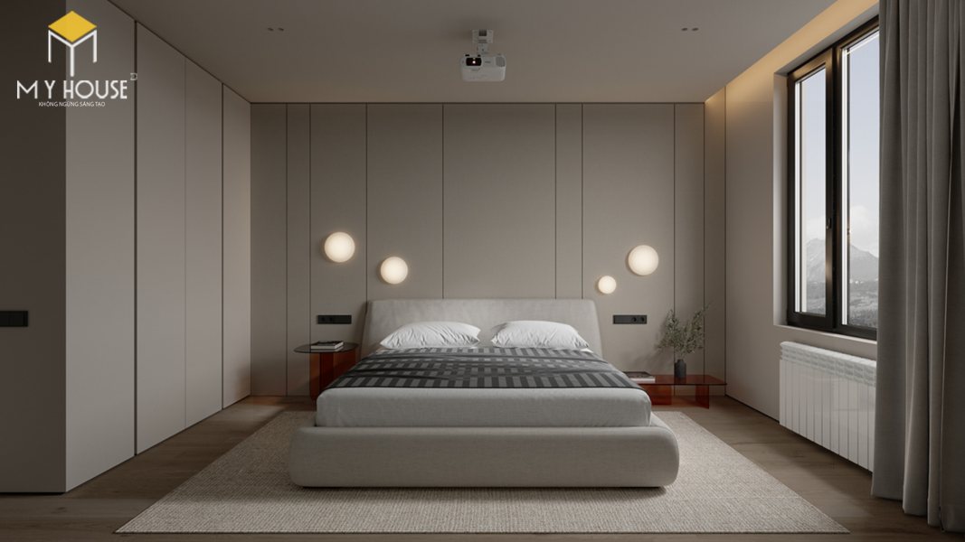 Phòng ngủ đơn giản kết hợp máy chiếu
