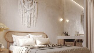 Phòng ngủ phong cách Wabi Sabi tràn ngập ánh sáng, nguồn năng lượng tự nhiên